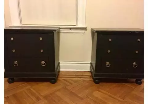 2 Black night stands with 2 deep drawers in each